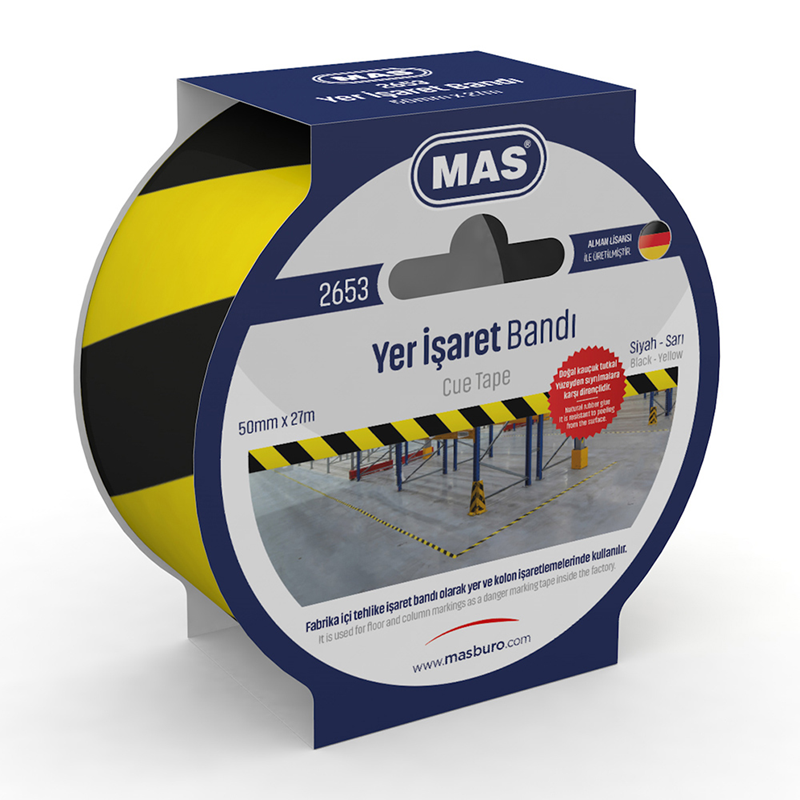 MAS 2653 50mmX27mt YER İŞARETLEME BANDI SARI-SİYAH