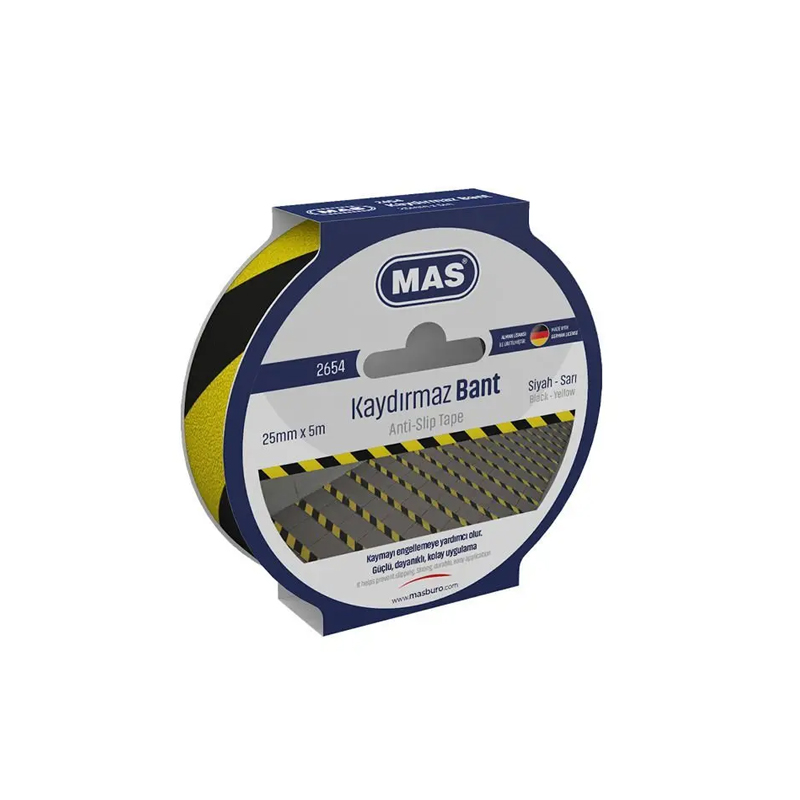 MAS 2654 KAYDIRMAZ BANT 25 mm x 5 mt SARI-SİYAH