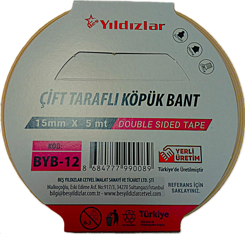 YILDIZLAR 15x5 ÇİFT TARAFLI KÖPÜK BANT BYB-12
