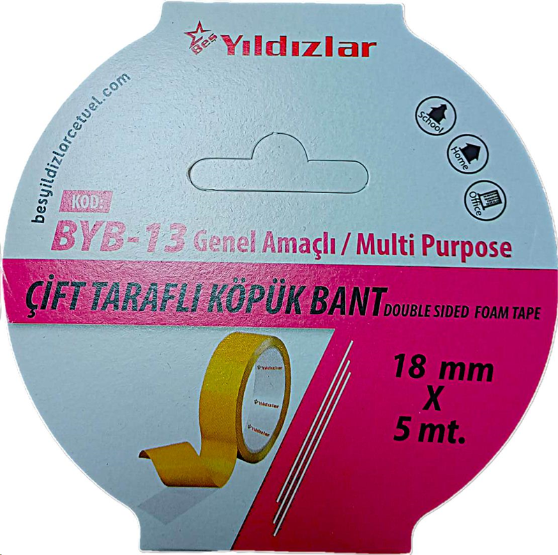 YILDIZLAR 18x5 ÇİFT TARAFLI KÖPÜK BANT BYB-13