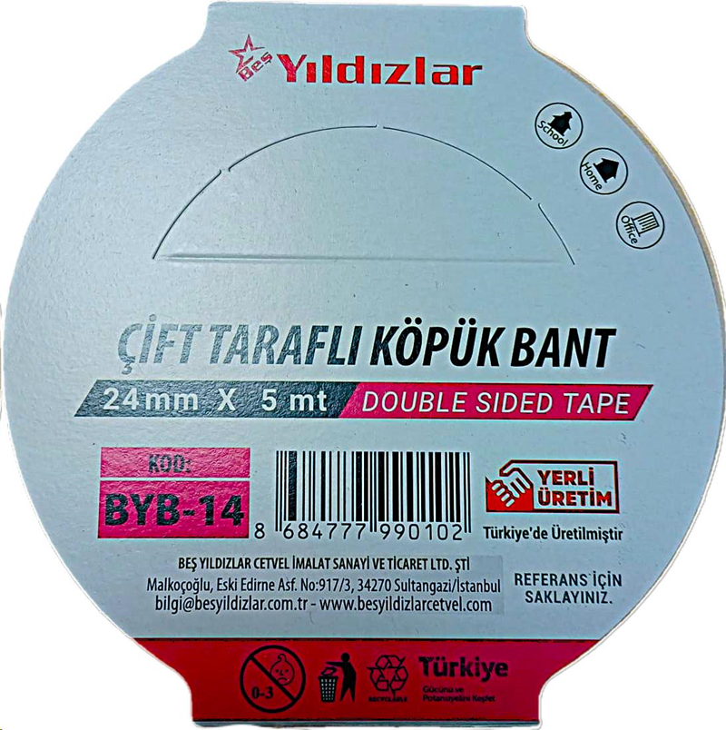 YILDIZLAR 24x5 ÇİFT TARAFLI KÖPÜK BANT BYB-14