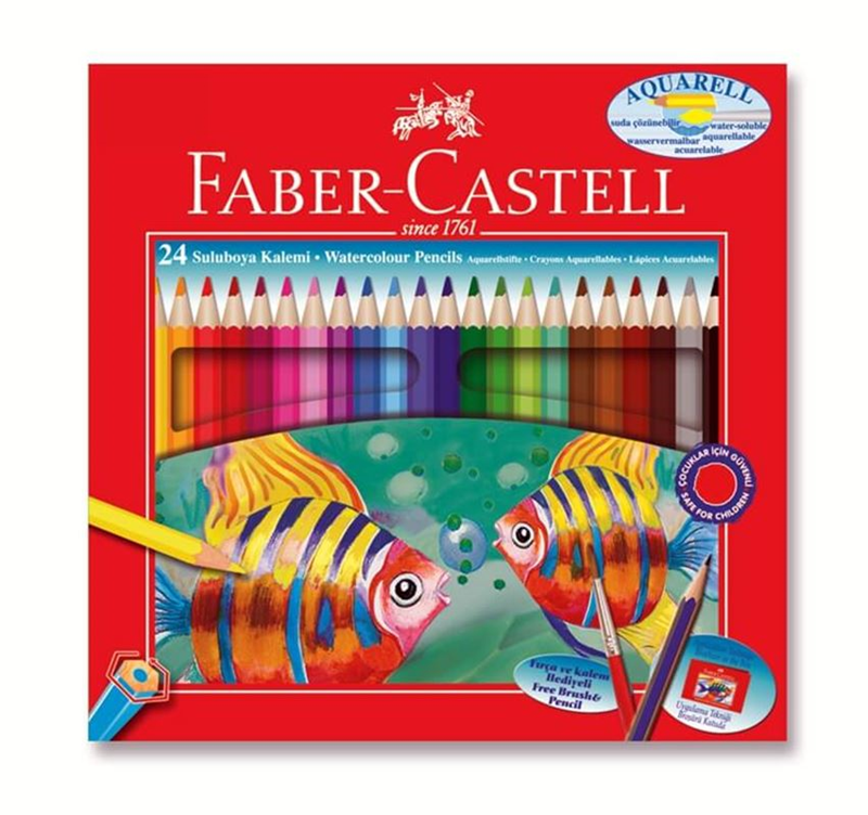 FABER 24 RENK AQUAREL BOYA KALEMİ KARTON KT 110624