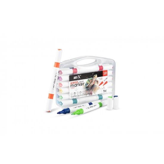 RICH ART-X AKRİLİK MARKER DUO ÇİFT UÇLU KALEM 12 Lİ SET KLM-18057