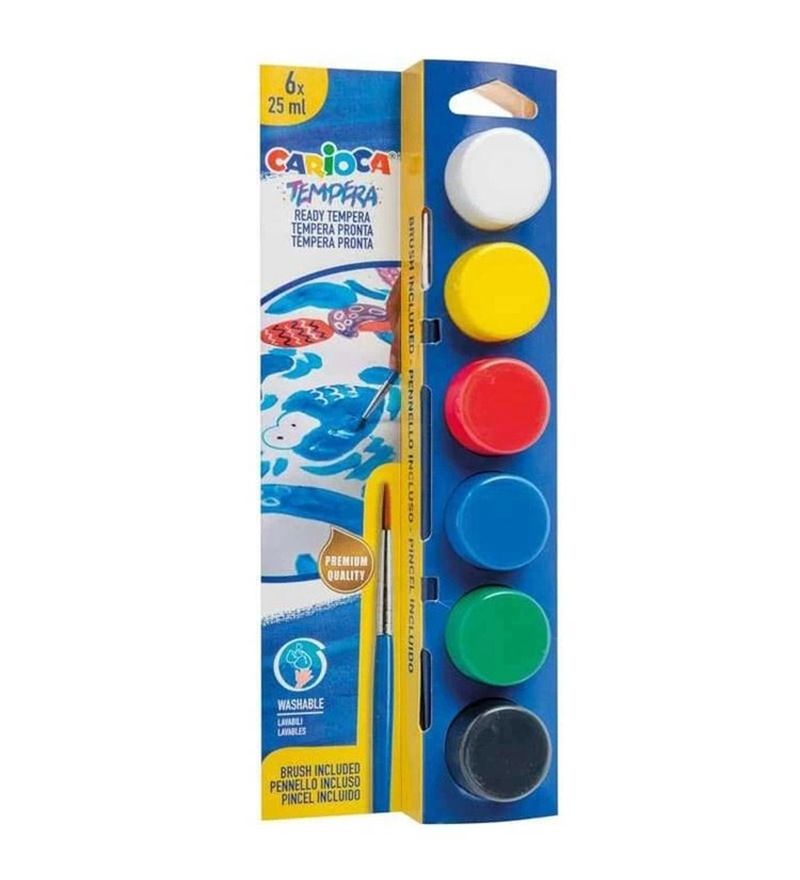 CARIOCA 40433 TEMPERA SULUBOYA YIKANABİLİR FIRÇALI 25 ML 6 RENK KARIŞIK