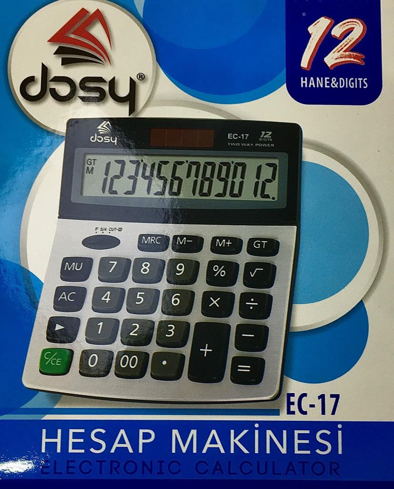 DOSY HESAP MAKİNASI ORTA BOY EC-17 (ÖZEL FİYAT)