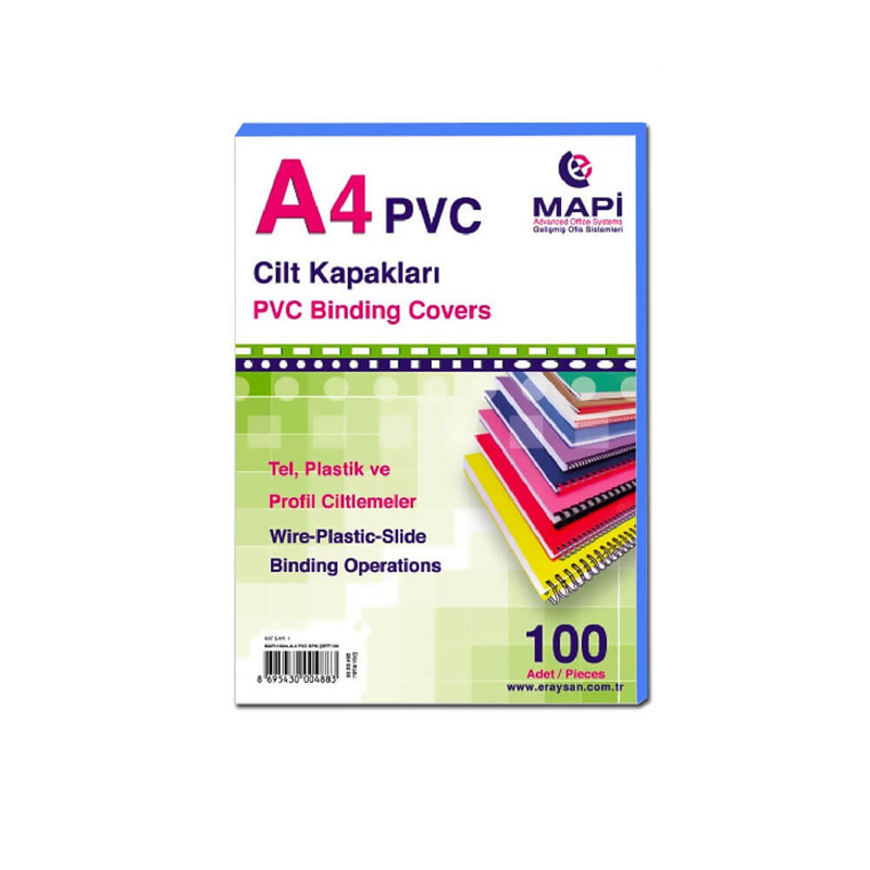 MAPİ A4 PVC CİLT KAPAĞI MAVİ 160mic. 2040204 (KAMPANYA)