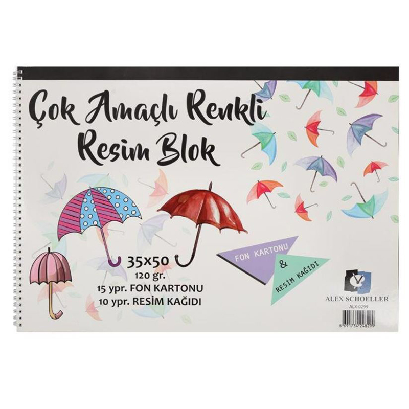 ALEX ÇOK AMAÇLI 35x50 RESİM+FON BLOK DEFTER 10+15 YP.ALX-0299