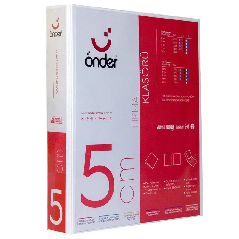 ÖNDER 5 cm 2 HALKALI BEYAZ KLASÖR 2005-5