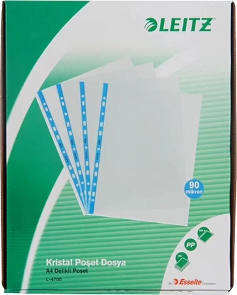 LEITZ L-4700T KRİSTAL POŞET DOSYA MAVİ 90 MİK. 100 LÜ