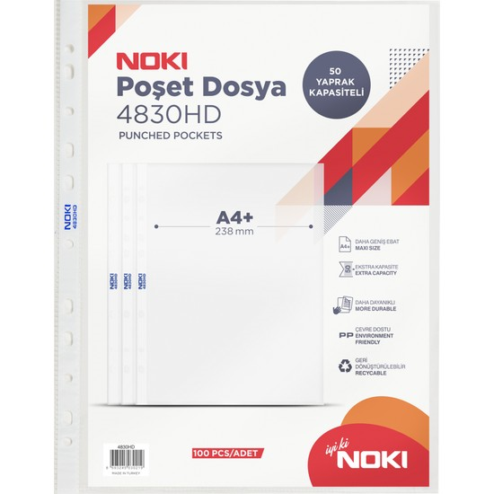 NOKİ HD POŞET DOSYA A4 100 LÜ 4830HD 80 Mic.