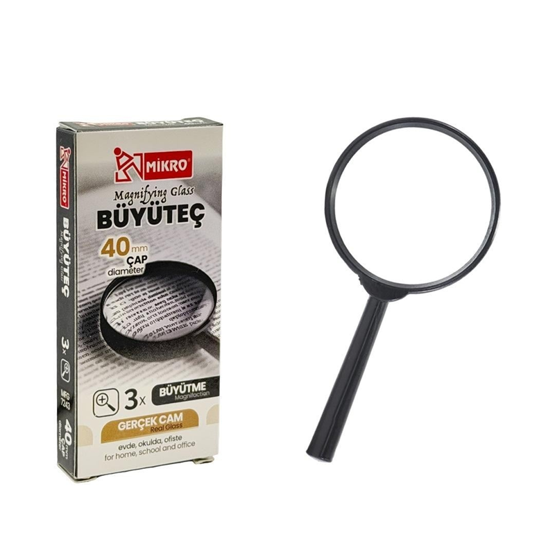 MİKRO MFG-7243-40 BÜYÜTEÇ 40 MM GERÇEK CAM MAGNIFYING GLASS