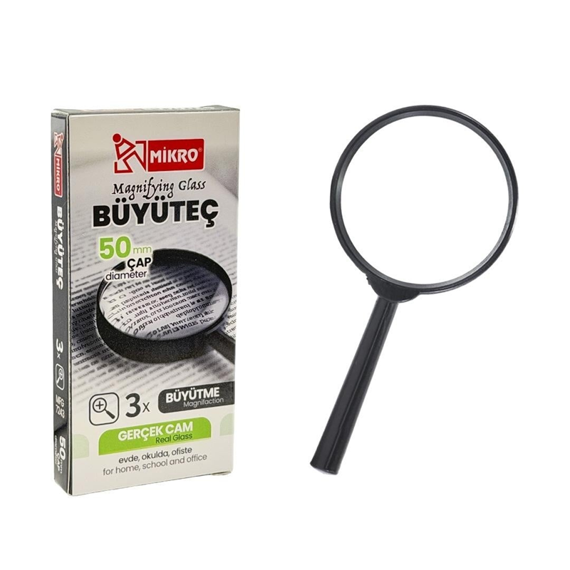 MİKRO MFG-7243-50 BÜYÜTEÇ 50MM GERÇEK CAM MAGNIFYING GLASS