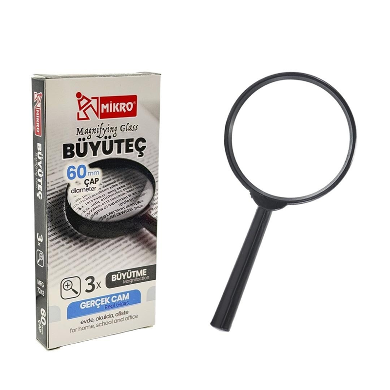 MİKRO MFG-7243-60 BÜYÜTEÇ 60MM GERÇEK CAM MAGNIFYING GLASS