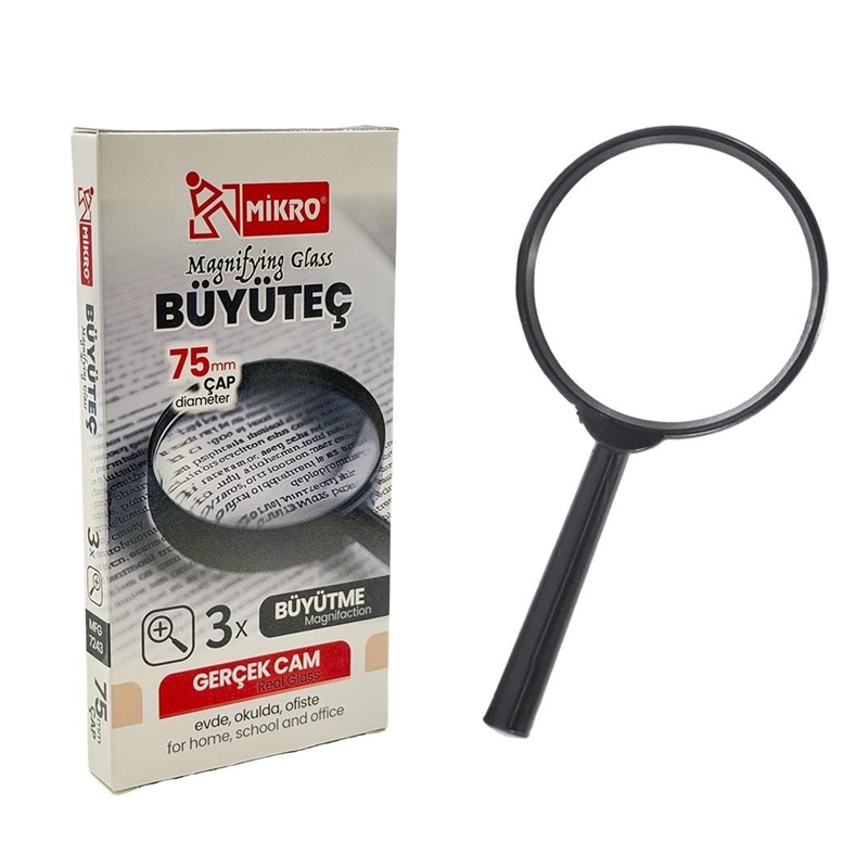 MİKRO MFG-7243-75 BÜYÜTEÇ 75MM GERÇEK CAM MAGNIFYING GLASS