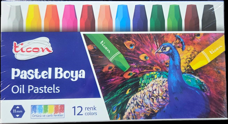 TİCON 12 RENKLİ YAĞLI PASTEL BOYA 17384 (KAMPANYALI)