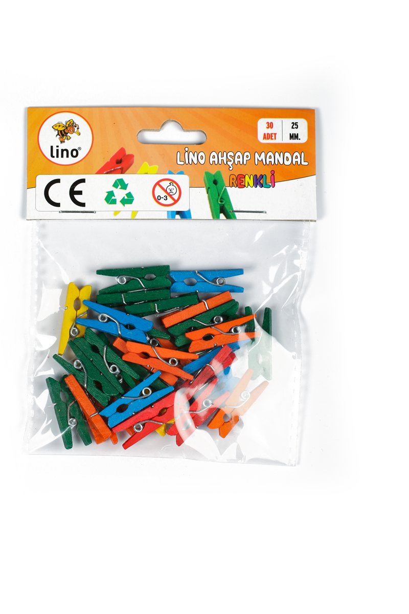 LINO RBZ-039 AHŞAP MANDAL RENKLİ 25 mm