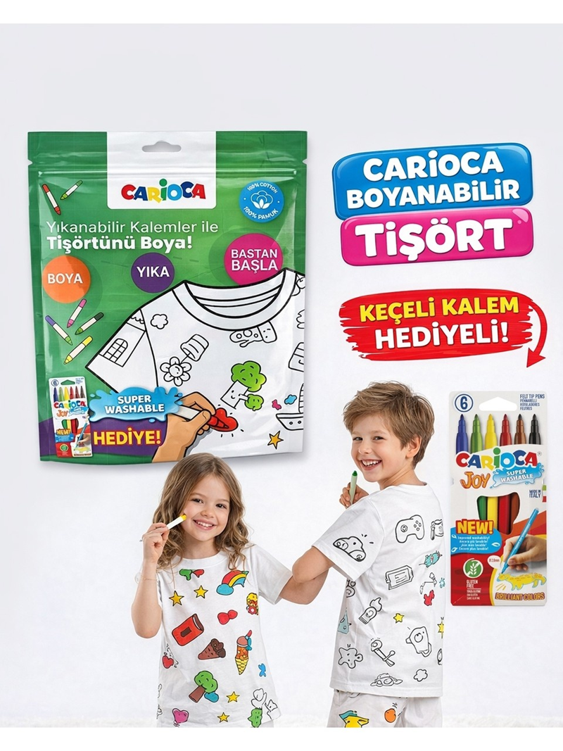 CARIOCA BOYANABİLİR TİŞÖRT-KEÇELİ 4-5 YAŞ KALEM HEDİYELİ LN-80006