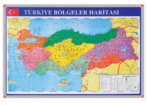 PANDA COĞRAFİ BÖLGE HARİTASI 70x100 ALM ÇERÇEVE