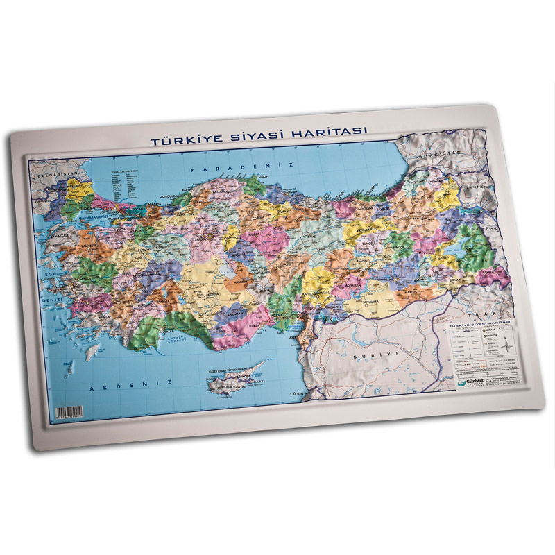 GÜRBÜZ 25021 KABARTMA HARİTA TÜRKİYE SİYASİ 35x50