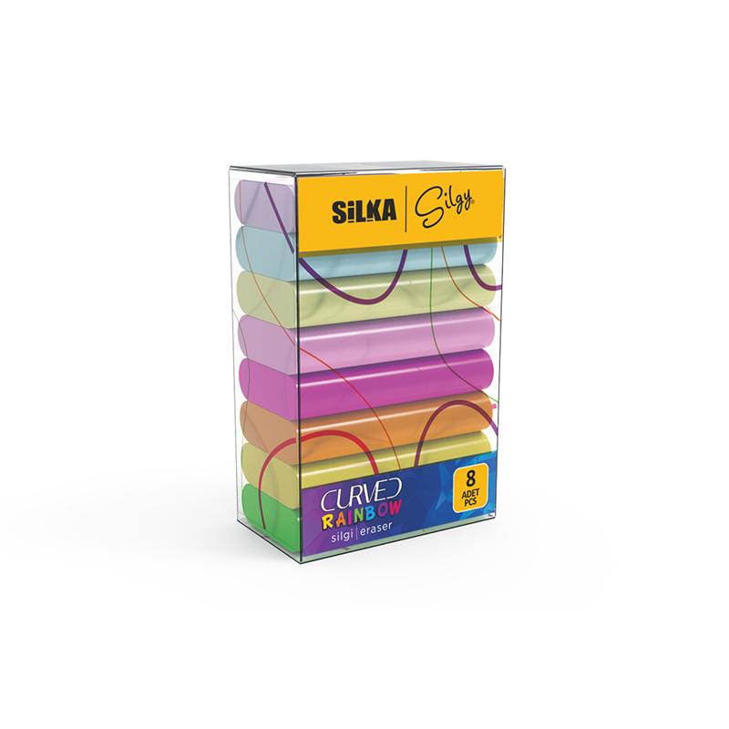 SİLKA CURVED RAINBOW NEON SİLGİ 8 Lİ SG.51
