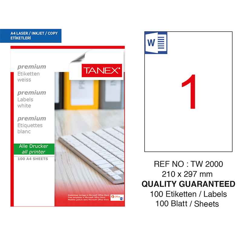 TANEX 35x55 BİLGİSAYAR ETİKETİ TN-0010-2000