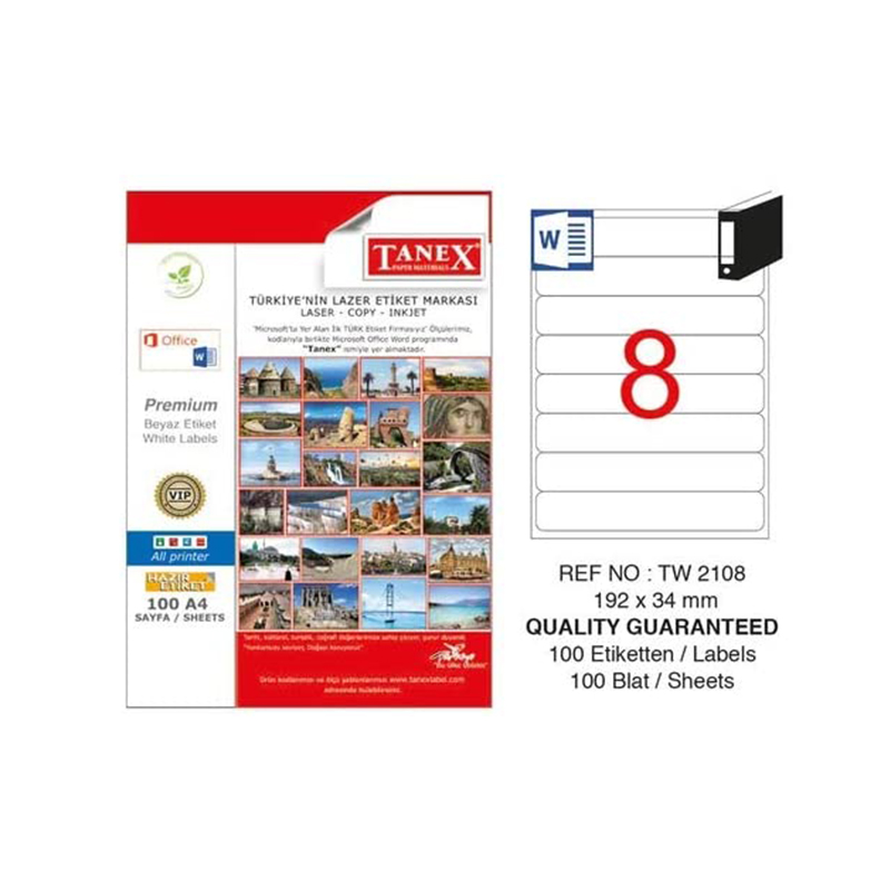 TANEX 192x34 LASER ETİKET TW-2108