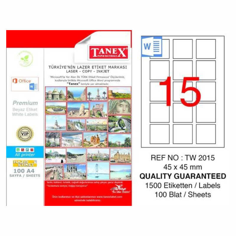 TANEX 45x45 LASER ETİKET TW-2015