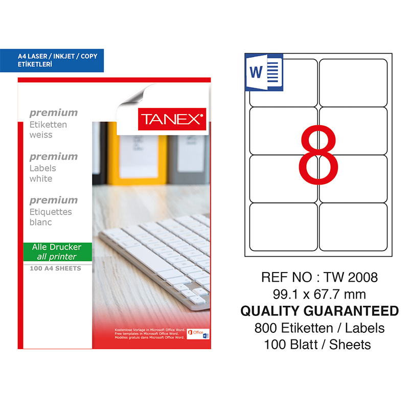TANEX 99,1x67,7 LASER ETİKET TW-2008
