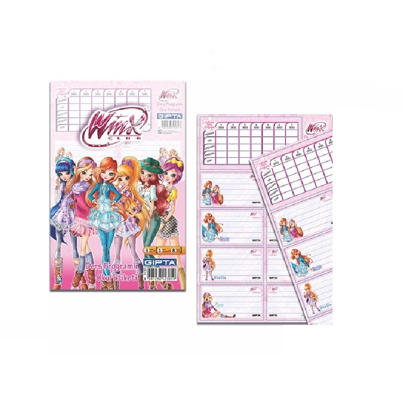 GIPTA WINX DERS PROGRAMLI 3 LÜ OKUL ETİKETİ 3130