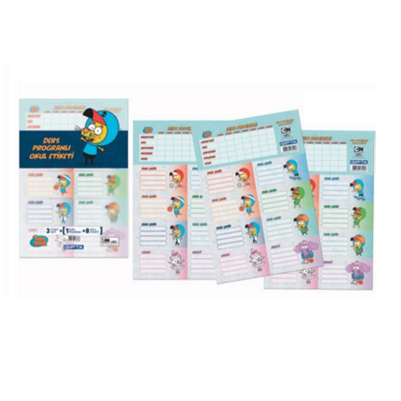 GIPTA KRAL ŞAKİR DERS PROGRAMLI 3 LÜ OKUL ETİKETİ 6012