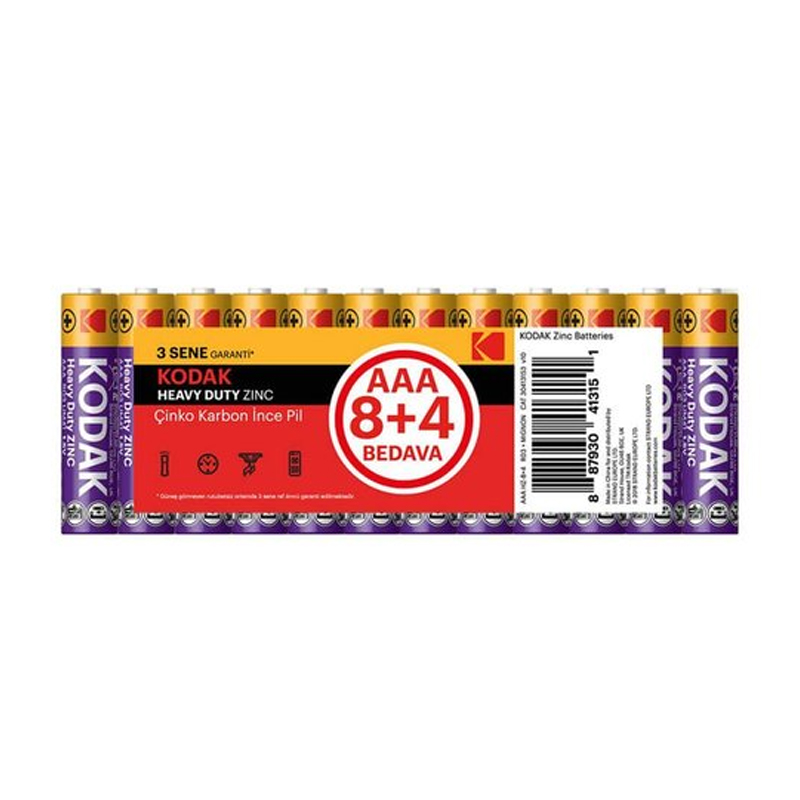 KODAK AAA 8+4 İNCE PİL ÇİNKO KARBON 30413153