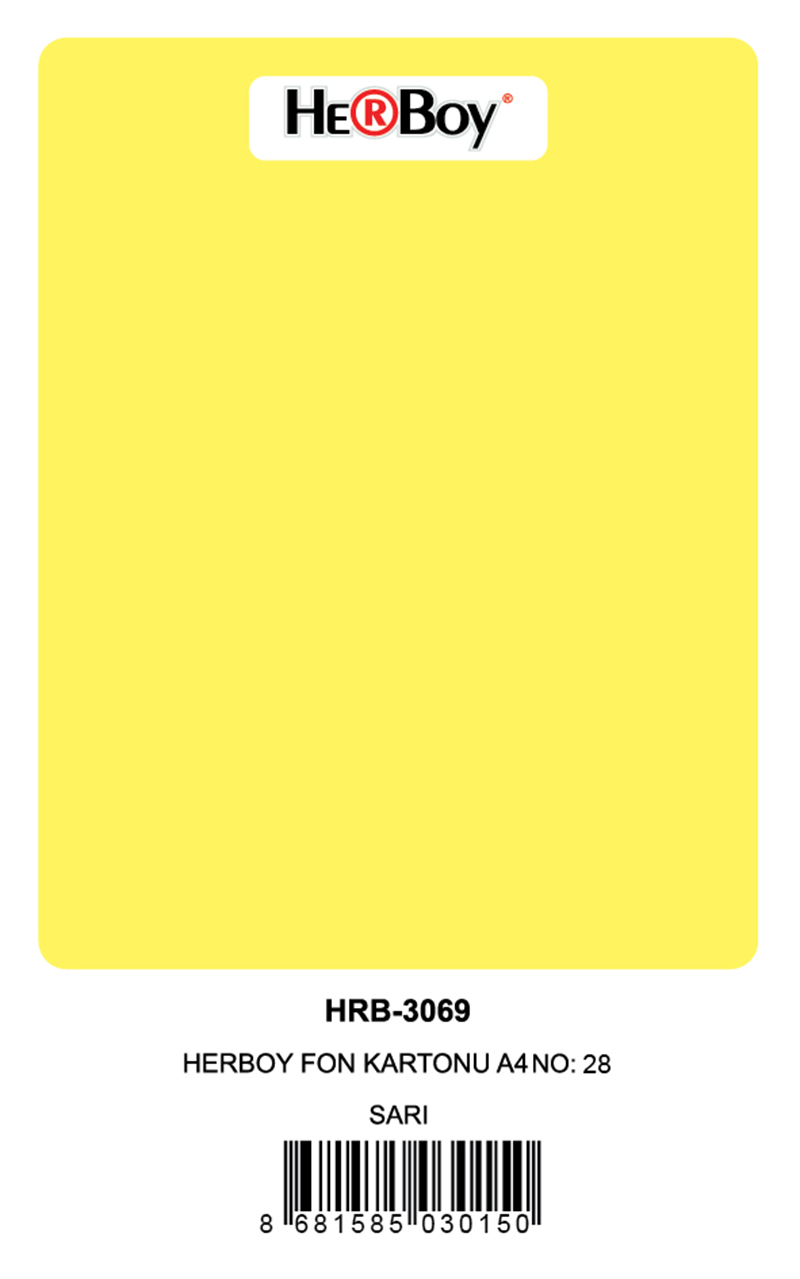 HERBOY FON KARTONU A4 SARI 160 GR NO:28 100 LÜ HRB-3015