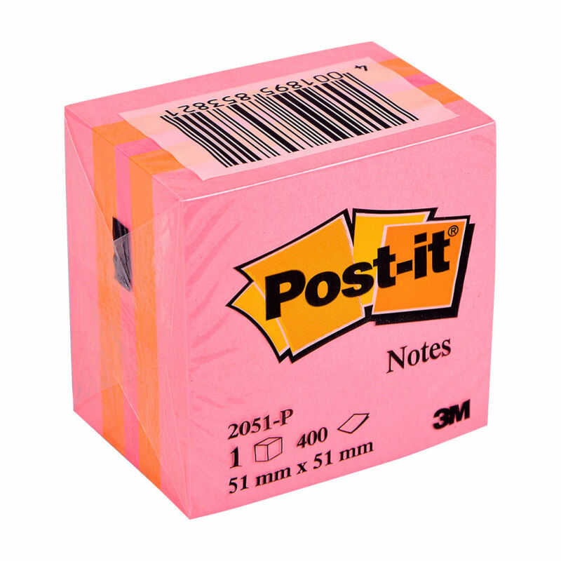 3M 2051-P 52x52 MİNİ KÜP POST-İT PEMBE 400 YP