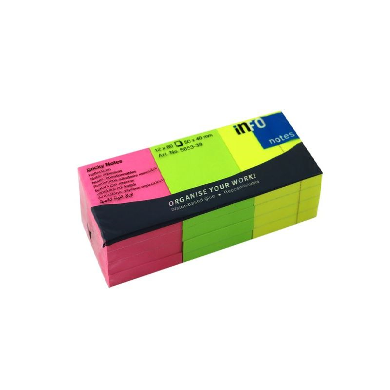 INFO NOTES 50x40 PARLAK RENK POSTİT 12 Lİ 565339