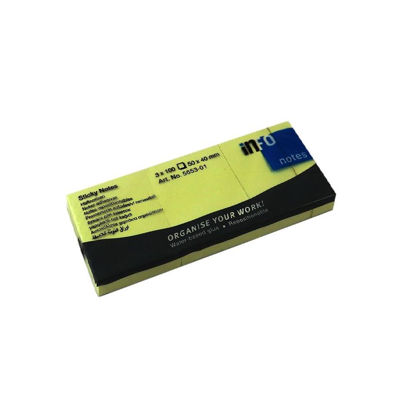 INFO NOTES 50x40 SARI POSTİT 3 LÜ PK 100 yp 565301