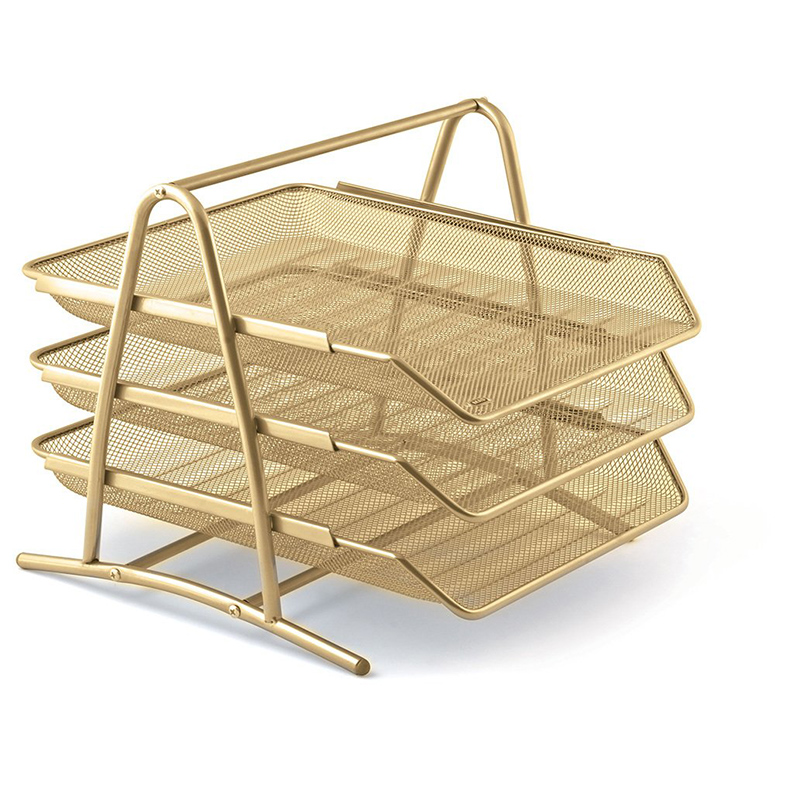 MAS 523 METAL FİLE 3 LÜ EVRAK RAFI GOLD