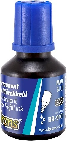 BRONS PERMANENT MARKER MÜREKKEBİ MAVİ 30 CC BR-9101