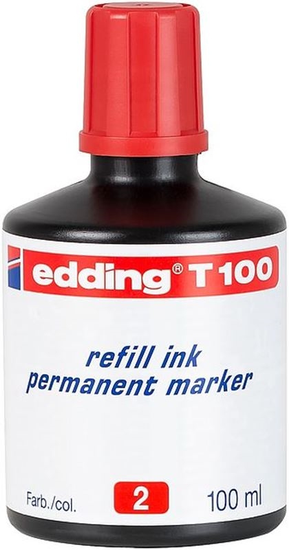 EDDİNG T100 KIRMIZI PERMANENT MÜREKKEP 100ML