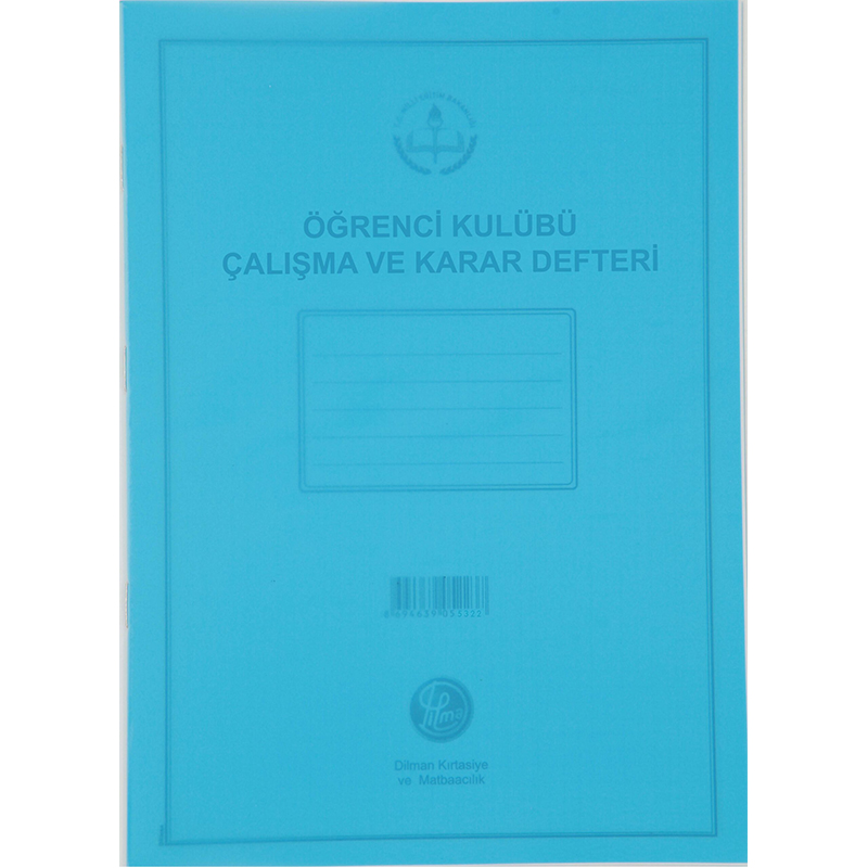 DİLMAN ÖĞRENCİ KULÜP ÇALIŞMA VE KARAR DEFTERİ PLS KAPAK