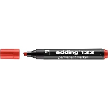 EDDİNG 133 KIRMIZI PERMANENT KALEM KESİK UÇ