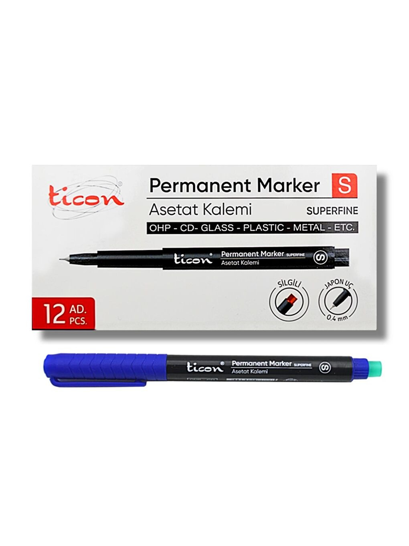 TİCON PERMANENT ASETAT CD KALEMİ S MAVİ 409796