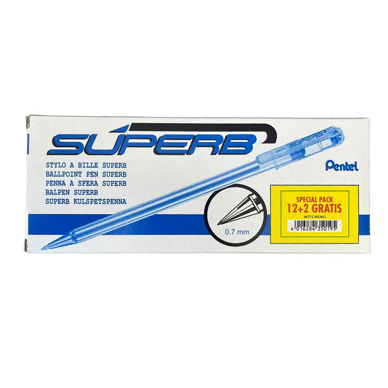 PENTEL 77-C-PROMO 12+2 Lİ KUTU MAVİ YAĞ BAZLI TÜKENMEZ KALEM