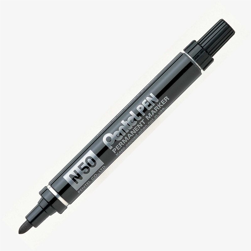 PENTEL PERMANENT MARKÖR N50 YUVARLAK UÇ METAL GÖVDE SİYAH Y N50-A