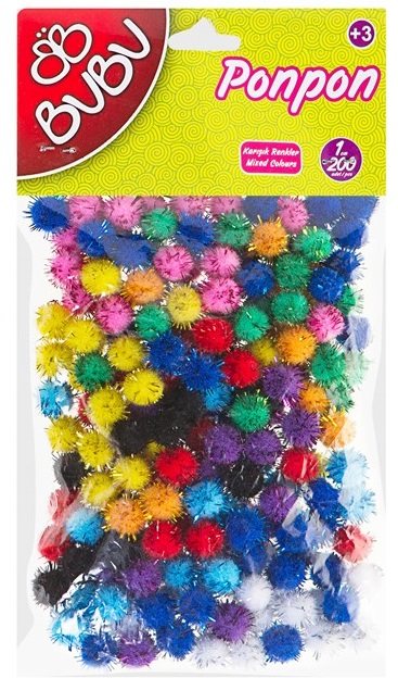 BU-BU PONPON SİMLİ 1CM 200LÜ KARMA BUBU00111