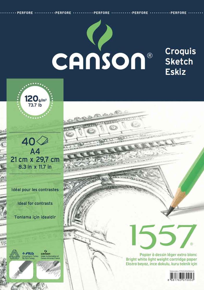 CANSON RESİM VE ÇİZİM BLOĞU 1557 A4 120 GR 40 YP FCNS12040A4US