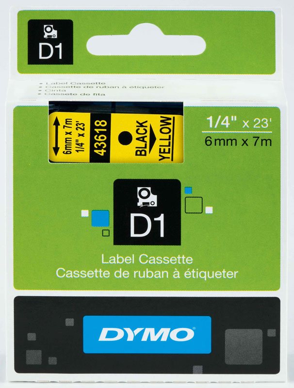 DYMO ŞERİT D1 6MM x 7MT SARI/SİYAH 720790 43618