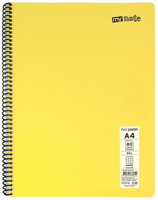 MYNOTE DEFTER FLEX PASTEL PP KAPAK SPİRALLİ A4 40 YP ÇİZGİLİ MFXPA-A440-Ç
