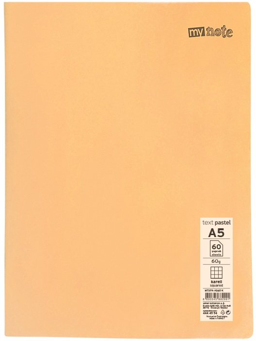 MYNOTE DEFTER TEXT PASTEL PP KAPAK DİKİŞLİ A5 60 YP KARELİ MTXPA-A560-K
