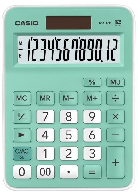 CASIO HESAP MAKİNESİ MASAÜSTÜ MX-12B-GN 12 HANE YEŞİL