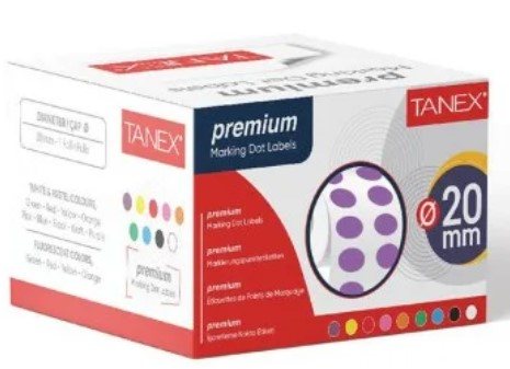 TANEX NOKTA ETİKETİ 20 MM 2500 LÜ MOR TEKLİ KUTU